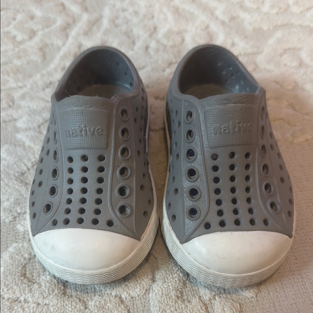 Native Gray and White Water Shoes with Perforated Design